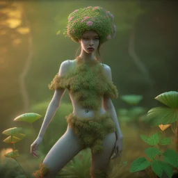 plant girl, fantasy art, octane render, redshift render,ambient lighting