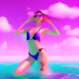 Vaporwave pool girl