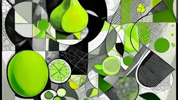 Dadaism with a palette of greys and lime.