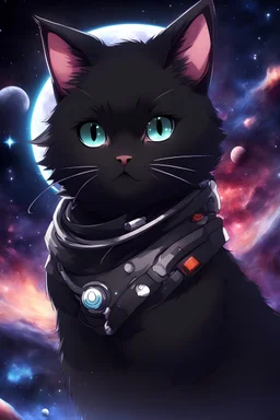 black anime cat space