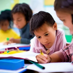 Portrait of a child learning in a school