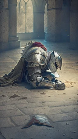 knight on the floor, battlefield background