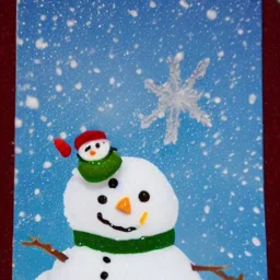 turtle and snow scene and snowman