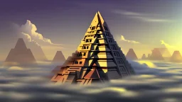 incredible geometry giant aztec crystal building over the clouds