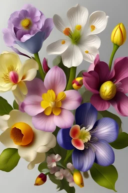 hyper-realistic digital art illustration of flower variety that bloom in january