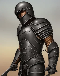 Steel and leather armor on a strong commander