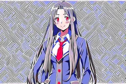 Young woman with long hair anime in a school uniform