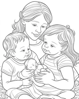 mothers day coloring with two babies