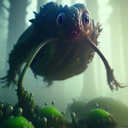 Cute fluid ink creature, big black eyes, unreal engine 5, 8k resolution, photorealistic, ultra detailed