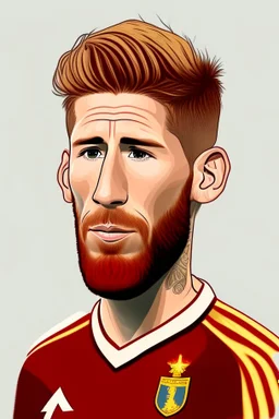 Sergio Ramos Spanish soccer player 2d cartoon