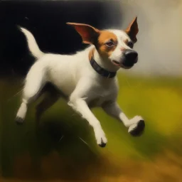 dog jump, oil painted.