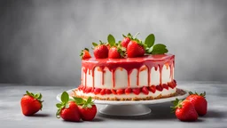 Strawberry cake, Fraisier cake on cncrete background