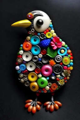 a bird made from buttons