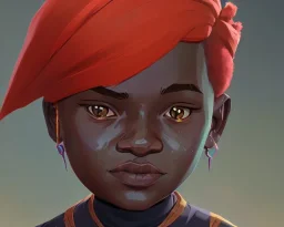 Portrait of a 9 year old cute African toddler witch with bushy hair by Nick Harris