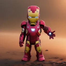 Iron man toddler, real, full body, tokio background, dramatic lighting, hyper realistic, 8k