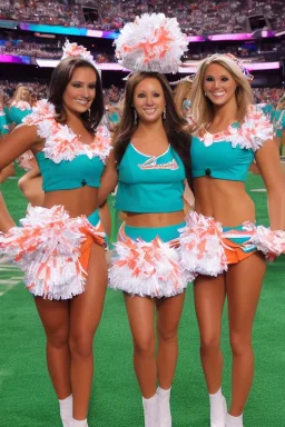 portrait, lady, full body shot, medium shot, style of Miami dolphins cheerleaders