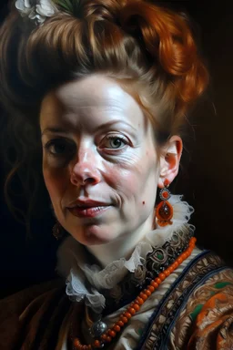 Portrait of a woman very high quallity very detailled in rubens oil painting style