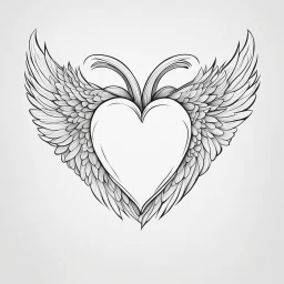 simple line drawing of a heart with wings against a white background.