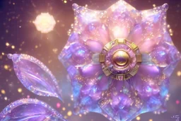 one big crystal subtle flower in a galactic ambiance with a very little beautiful fairy, transparent petals, delicate colors, in the foreground, full of details, smooth, bright sunshine，soft light atmosphere, light effect，vaporwave colorful, concept art, smooth, extremely sharp detail, finely tuned detail, ultra high definition, 8 k, unreal engine 5, ultra sharp focus