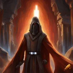 star wars bald male corellian jedi pilot wearing black and gunmetal grey old republic armored robes with gold trim, alone, battle-ready Jedi Master defending a ruined ancient city surrounded by golden light, centered head and shoulders portrait, hyperdetailed, dynamic lighting, hyperdetailed background, 8k resolution, volumetric lighting, light skin, fully symmetric details