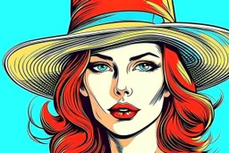 beautiful woman in hat in pop art style vector