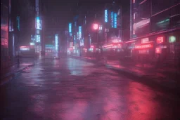 clean art, night, Tokyo, Rain, high definition, blue neon lights, 3d icon clay render, blender 3d