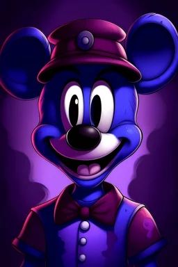 generate for me an image of mickey mouse as purper guy from fnaf horror