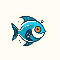 logo of a fish in the cartoon style, flat, minimalist