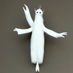 White bat creature with no eyes and long limbs as a Russian priest