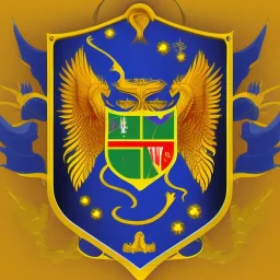 coat of arms of an astec city in the desert featuring snakes and feathers, very detailed