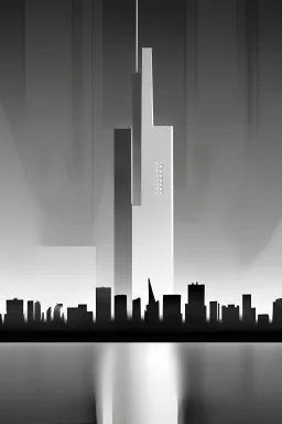 realistic yet simple city skyline in black and white