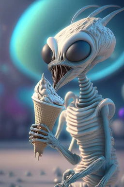 Alien wanting ice cream ,highly detailed, artstation, sharp focus,4k