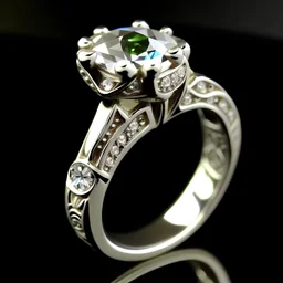 wide white gold, three stone diamond engagement ring, cathedral raised shoulders