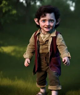 Frodo baggins toddler, full body, dramatic lighting, hyper realistic