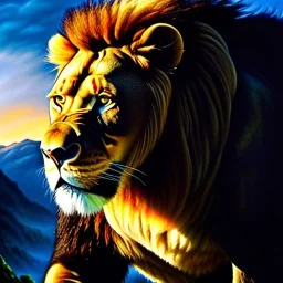 Ultra detailed fullbody Portrait in oil on canvas of King Kong merges with a Lion with armor,intense stare,extremely detailed digital painting, extremely detailed face,crystal clear Big eyes, mystical colors ,perfectly centered image, perfect composition, rim light, beautiful lighting,masterpiece,8k, stunning scene, raytracing, anatomically correct, in the style of robert e howard and Ken Kelley and Ohrai Noriyoshi and Simon Bisley and tomzj1