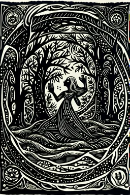 Linocut solstice ritual