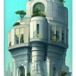 A Vignola classicism Architecture building with futuristic glass building and trees +detailed facades+highly detailed++ Book illustration by Gediminas Pranckevičius, Jean Baptiste Monge, Brian Kesinger, Anton fadeev, strong lines, high contrast vibrant colors, 16k resolution, trending on behance""