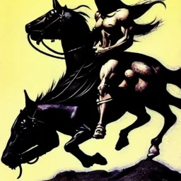 Death Dealer ride a horse by Frank Frazetta style