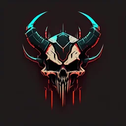 minimalistic cyberpunk demon skull logo