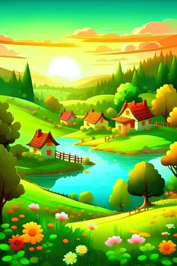 Enchanting Nature, landscape, nature, calm, relax , village, vector,