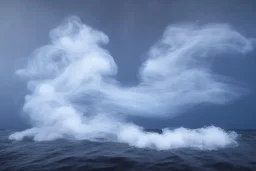 precise digital photo of a tornado made of smoke particles, over a stormy ocean, high waves colliding with the smoke, foam, intricate, 8k, extremely detailed, cgi, hyperrealistic render, volumetric lighting, impressive volumetric clouds, vitality colors, double precision