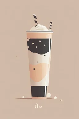 bubble tea drink, graphic design style, minimalist, simple, art poster, neutral tones