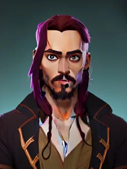 Portrait of a 30 year old strange gay wizard like Jack Sparrow