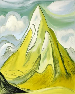 A light pale yellow electrical mountain painted by Pablo Picasso