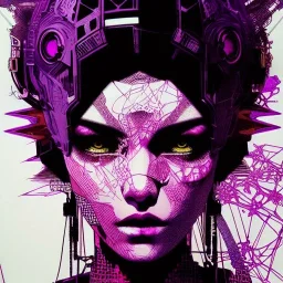 beautiful punk girl, hyper detailed, hyperdetailed, intricately detailed, illustration by <kilian eng> <Yoji Shinkawa>, purple tones,