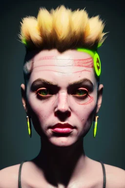 Fashion Portrait, tank girl, make up, natural busty, retro futuristic style, glow eyes, cinematic, Ultra realistic, wide angle view, soft color, highly detailed, unreal engine 5, RTX, ultra detail, volumetric lighting, 3d, finely drawn, high definition.