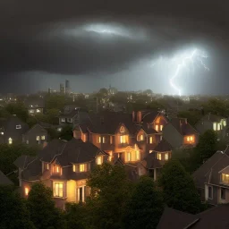 suburban homes, rooftop view, heavy dark storm encroaches, some homes have a magic dome construct protecting from the storm. 8k resolution, high-quality, fine-detail, iridescent, intricate, detailed matte, volumetric lighting, illustration, brian froud, howard lyon, selina french, anna dittmann, annie stokes, lisa parker, greg rutowski