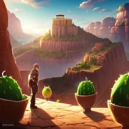 anime real life like cactus in the desert in arizona, grand canyon,anime