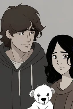 Tatlı bir çift erkeğin yüzünü değiştir erkeğin saçları kıvır kıvır