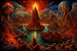 The Apocalypse of Saint John || Visionary surrealism :: in the styles of (Otto Rapp:1.5) and Josephine Wall and David Normal :: 8k resolution :: dynamic lighting :: hyperdetailed :: intricately detailed :: mixed media :: imperial colors :: cinematic :: epic masterpiece